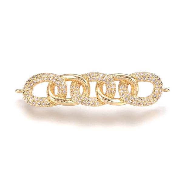 PandaHall Brass Micro Pave Cubic Zirconia Links, Real 18K Gold Plated, Chain Shaped, 9x42x5mm, Hole: 1mm Brass+Cubic Zirconia Others
PandaHall Brass Micro Pave Cubic Zirconia Links, Real 18K Gold Plated, Chain Shaped, 9x42x5mm, Hole: 1mm Brass+Cubic Zirconia Others