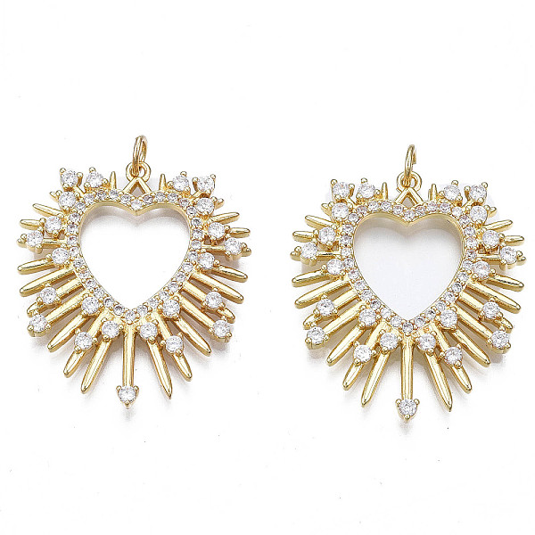 PandaHall Brass Micro Pave clear Cubic Zirconia Pendants, with Jump Rings, Nickel Free, Heart, Real 18K Gold Plated, 32x28x2.5mm, Jump Ring...
PandaHall Brass Micro Pave clear Cubic Zirconia Pendants, with Jump Rings, Nickel Free, Heart, Real 18K Gold Plated, 32x28x2.5mm, Jump Ring...