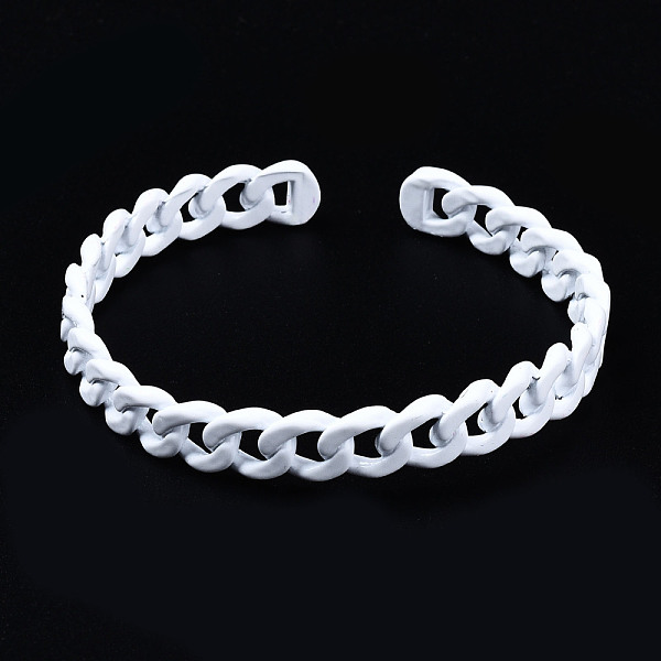 PandaHall Spray Painted Brass Cuff Bangles, Curb Chain, White, Inner Diameter: 1-7/8 inch(4.9cm), 7.5mm Brass White
PandaHall Spray Painted Brass Cuff Bangles, Curb Chain, White, Inner Diameter: 1-7/8 inch(4.9cm), 7.5mm Brass White