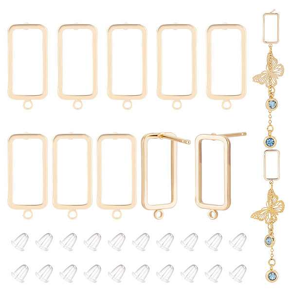 PandaHall BENECREAT 10Pcs Brass Stud Earring Finding, with Horizontal Loops & 30Pcs Plastic Ear Nuts, Hollow Out Rectangle, Light Gold...
PandaHall BENECREAT 10Pcs Brass Stud Earring Finding, with Horizontal Loops & 30Pcs Plastic Ear Nuts, Hollow Out Rectangle, Light Gold...