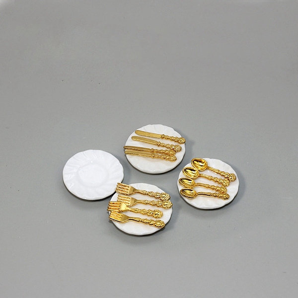 PandaHall Miniature Ceramic Plate and Alloy Western Tableware, Doll House Miniature Toy Model, Golden, 23x4mm Alloy Mixed Shapes
PandaHall Miniature Ceramic Plate and Alloy Western Tableware, Doll House Miniature Toy Model, Golden, 23x4mm Alloy Mixed Shapes