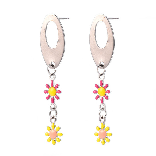 PandaHall Oval with Flower Enamel Long Dangle Stud Earrings, Stainless Steel Color Plated 304 Stainless Steel Jewelry for Women, Deep Pink...
PandaHall Oval with Flower Enamel Long Dangle Stud Earrings, Stainless Steel Color Plated 304 Stainless Steel Jewelry for Women, Deep Pink...