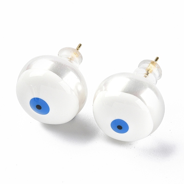PandaHall Natural Shell Evil Eye Stud Earrings with Enamel, Real 18K Gold Plated Brass Jewelry for Women, White, 14mm, Pin: 0.8mm Shell Flat...
PandaHall Natural Shell Evil Eye Stud Earrings with Enamel, Real 18K Gold Plated Brass Jewelry for Women, White, 14mm, Pin: 0.8mm Shell Flat...