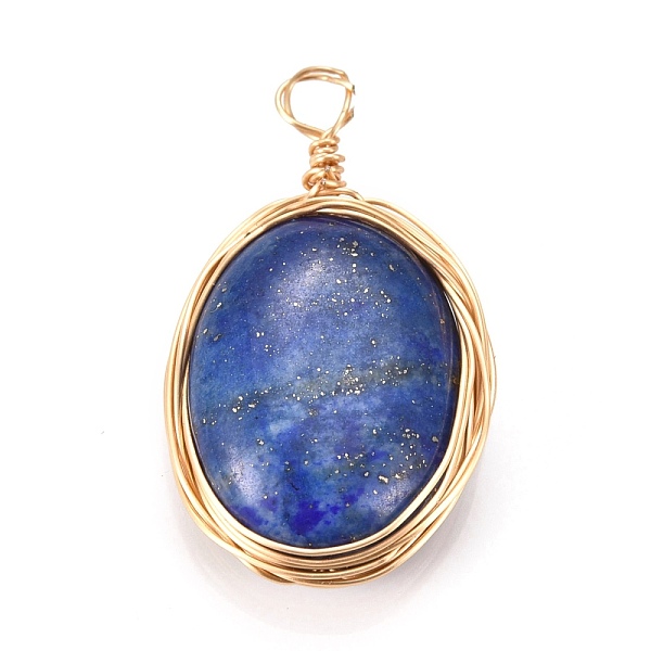 PandaHall Natural Lapis Lazuli Pendants, Wire Wrapped Pendants, with Light Gold Plated Eco-Friendly Copper Wire, Oval, Dyed...
PandaHall Natural Lapis Lazuli Pendants, Wire Wrapped Pendants, with Light Gold Plated Eco-Friendly Copper Wire, Oval, Dyed...