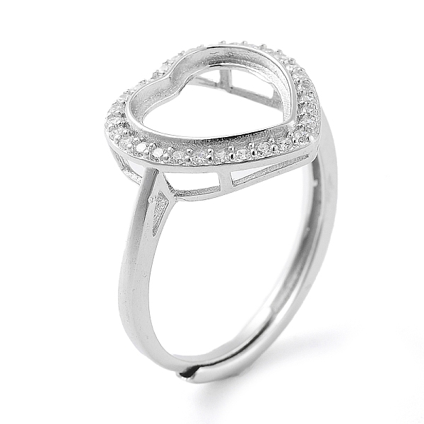 PandaHall Heart Adjustable 925 Sterling Silver Ring Components, with Cubic Zirconia, Open Bezel Setting, Real Platinum Plated, US Size 6 3/4..., Clear
PandaHall Heart Adjustable 925 Sterling Silver Ring Components, with Cubic Zirconia, Open Bezel Setting, Real Platinum Plated, US Size 6 3/4..., Clear