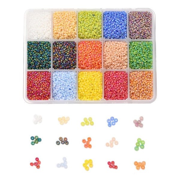 PandaHall 375G 15 Colors 12/0 Grade A Round Glass Seed Beads, Transparent Frosted Style, AB Color Plated, Mixed Color, 2x1.5mm, Hole: 0.8mm..., Multicolor
PandaHall 375G 15 Colors 12/0 Grade A Round Glass Seed Beads, Transparent Frosted Style, AB Color Plated, Mixed Color, 2x1.5mm, Hole: 0.8mm..., Multicolor
