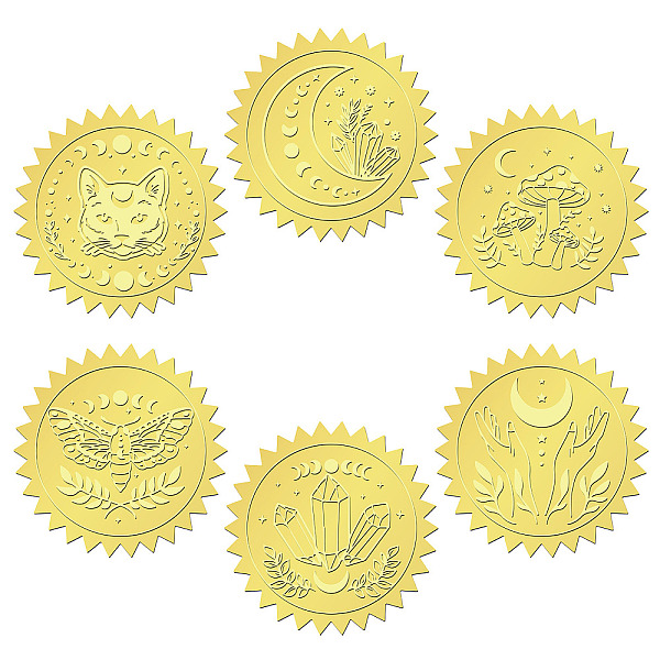 PandaHall 6 Patterns Aluminium-foil Paper Adhesive Embossed Stickers, For Envelope Seal, Moon, 165x211mm, Stickers: 50mm, 12 sheets/set...
PandaHall 6 Patterns Aluminium-foil Paper Adhesive Embossed Stickers, For Envelope Seal, Moon, 165x211mm, Stickers: 50mm, 12 sheets/set...
