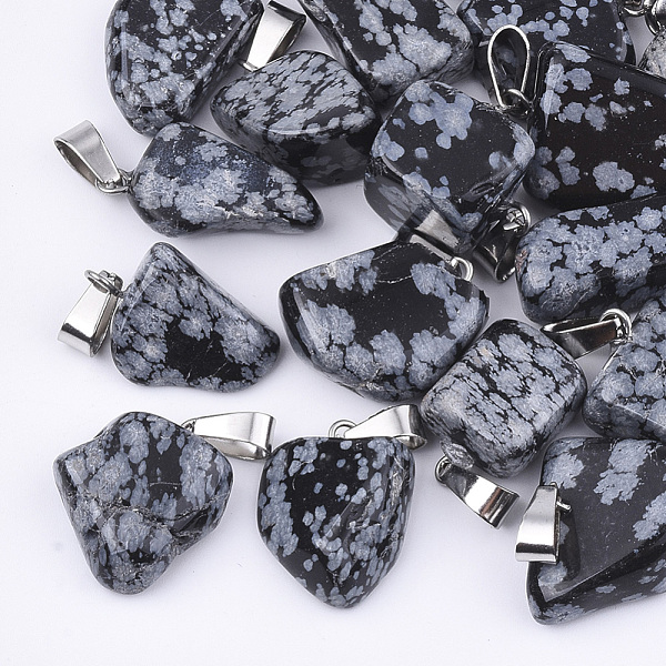 PandaHall Natural Snowflake Obsidian Pendants, with Stainless Steel Snap On Bails, Nuggets, 15~35x10~20x5~15mm, Hole: 3x7.5mm Snowflake...
PandaHall Natural Snowflake Obsidian Pendants, with Stainless Steel Snap On Bails, Nuggets, 15~35x10~20x5~15mm, Hole: 3x7.5mm Snowflake...