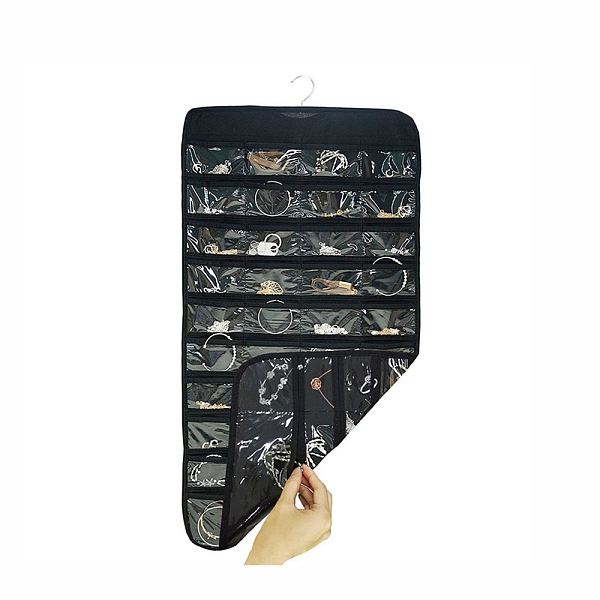PandaHall Non-Woven Fabrics Jewelry Hanging Bag, Wall Shelf Wardrobe Jewelry Roll, with Rotating Hook and Transparent PVC 80 Grids..., Black
PandaHall Non-Woven Fabrics Jewelry Hanging Bag, Wall Shelf Wardrobe Jewelry Roll, with Rotating Hook and Transparent PVC 80 Grids..., Black