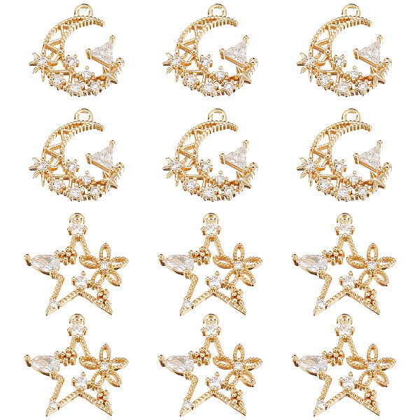 PandaHall 12Pcs 2 Styles Brass Micro Pave Cubic Zirconia Pendants, Mixed Shapes, Real 18K Gold Plated, 6pcs/style Brass+Cubic Zirconia..., Clear
PandaHall 12Pcs 2 Styles Brass Micro Pave Cubic Zirconia Pendants, Mixed Shapes, Real 18K Gold Plated, 6pcs/style Brass+Cubic Zirconia..., Clear
