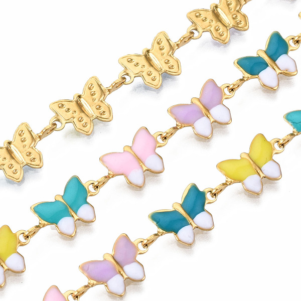 PandaHall 304 Stainless Steel & Enamel Link Chains, with Spool, Unwelded, Real 16K Gold Plated, Nickel Free, Butterfly, Pink, 11x6x2.5mm...
PandaHall 304 Stainless Steel & Enamel Link Chains, with Spool, Unwelded, Real 16K Gold Plated, Nickel Free, Butterfly, Pink, 11x6x2.5mm...