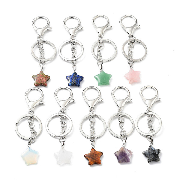 PandaHall Natural & Synthetic Mixed Gemstone Keychain, with Platinum Plated Iron Split Key Rings, Star, 9.8cm Mixed Stone Star
PandaHall Natural & Synthetic Mixed Gemstone Keychain, with Platinum Plated Iron Split Key Rings, Star, 9.8cm Mixed Stone Star