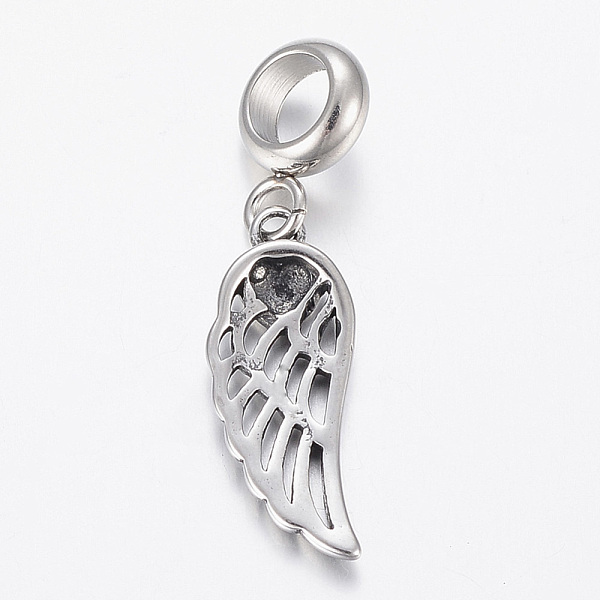 PandaHall 304 Stainless Steel Dangle Charms, Large Hole Pendants, Wing, Antique Silver, 29mm, Hole: 5mm 304 Stainless Steel Wing
PandaHall 304 Stainless Steel Dangle Charms, Large Hole Pendants, Wing, Antique Silver, 29mm, Hole: 5mm 304 Stainless Steel Wing