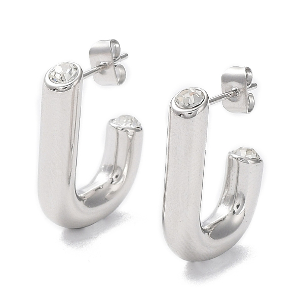 PandaHall 304 Stainless Steel Half Hoop Stud Earrings, with Rhinestone, Manual Polished, J Hook Ear Studs, Stainless Steel Color...
PandaHall 304 Stainless Steel Half Hoop Stud Earrings, with Rhinestone, Manual Polished, J Hook Ear Studs, Stainless Steel Color...