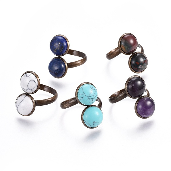 PandaHall Natural & Synthetic Mixed Stone Cuff Rings, Open Rings, with Brass Finding, Size 11, Antique Bronze, 21mm Mixed Stone
PandaHall Natural & Synthetic Mixed Stone Cuff Rings, Open Rings, with Brass Finding, Size 11, Antique Bronze, 21mm Mixed Stone