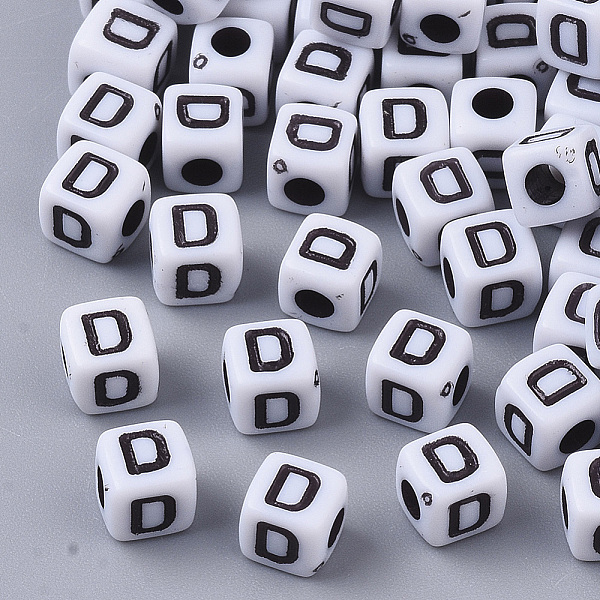 PandaHall White Opaque Acrylic Beads, Horizontal Hole, Cube with Black Alphabet, Letter.D, 4~5x4~5x4~5mm, Hole: 1.8mm, about 255~260pcs/20g...
PandaHall White Opaque Acrylic Beads, Horizontal Hole, Cube with Black Alphabet, Letter.D, 4~5x4~5x4~5mm, Hole: 1.8mm, about 255~260pcs/20g...