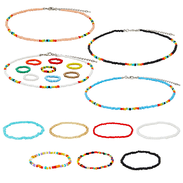 PandaHall FIBLOOM Colorful Jewerly Set, Seed Beaded Stretch Bracelets & Plastic Beaded Necklaces, Mixed Color, Inner Diameter: 1-7/8~2 inch..., Multicolor
PandaHall FIBLOOM Colorful Jewerly Set, Seed Beaded Stretch Bracelets & Plastic Beaded Necklaces, Mixed Color, Inner Diameter: 1-7/8~2 inch..., Multicolor