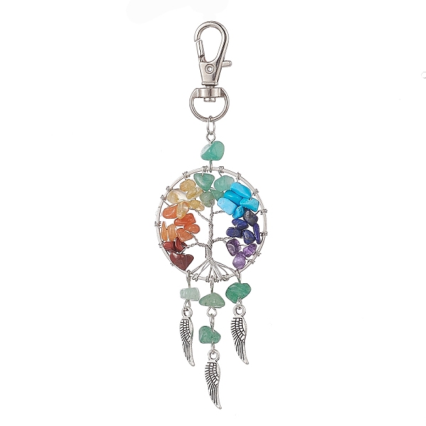 PandaHall Woven Net/Web with Wing Pendant Decorations, with Gemstone Chips and Alloy Swivel Lobster Claw Clasps, Flat Round with Tree of..., Multicolor
PandaHall Woven Net/Web with Wing Pendant Decorations, with Gemstone Chips and Alloy Swivel Lobster Claw Clasps, Flat Round with Tree of..., Multicolor