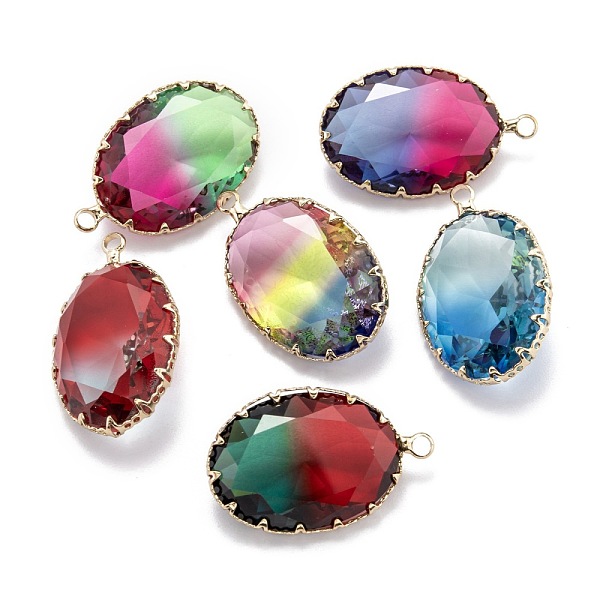 PandaHall Two Tone Transparent Glass Pendants, with Golden Plated Brass Settings, Faceted Oval, Mixed Color, 30.5x18.5x9.5mm, Hole: 2.2mm..., Multicolor
PandaHall Two Tone Transparent Glass Pendants, with Golden Plated Brass Settings, Faceted Oval, Mixed Color, 30.5x18.5x9.5mm, Hole: 2.2mm..., Multicolor