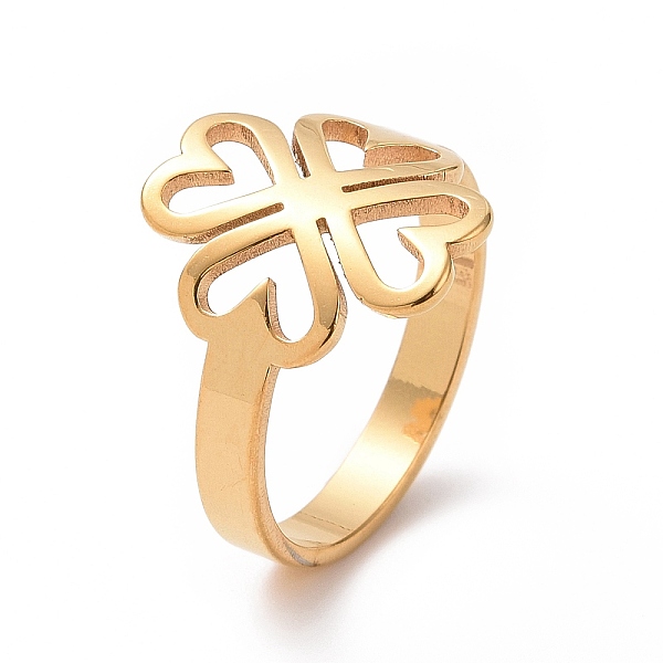 PandaHall Ion Plating(IP) 201 Stainless Steel Heart Clover Finger Ring, Hollow Wide Ring for Women, Golden, US Size 6 1/2(16.9mm) 201...
PandaHall Ion Plating(IP) 201 Stainless Steel Heart Clover Finger Ring, Hollow Wide Ring for Women, Golden, US Size 6 1/2(16.9mm) 201...