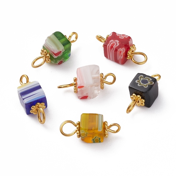 PandaHall Handmade Millefiori Glass Links, with Golden Plated Brass Ball Head pins and Alloy Spacer Beads, Cube, Mixed Color, 15.5x6x6mm..., Multicolor
PandaHall Handmade Millefiori Glass Links, with Golden Plated Brass Ball Head pins and Alloy Spacer Beads, Cube, Mixed Color, 15.5x6x6mm..., Multicolor