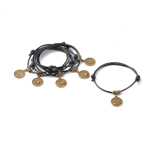 PandaHall Flat Round with 12 Constellations Tibetan Style Alloy Charm Bracelets, with Adjustable Korean Waxed Polyester Cord , Antique...
PandaHall Flat Round with 12 Constellations Tibetan Style Alloy Charm Bracelets, with Adjustable Korean Waxed Polyester Cord , Antique...