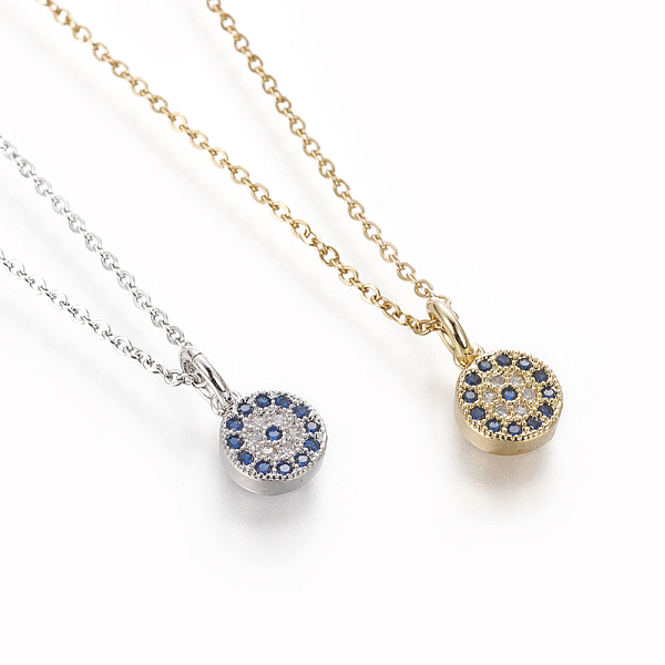 PandaHall Brass Pendant Necklaces, with Cubic Zirconia and 304 Stainless Steel Cable Chains, Flat Round, Mixed Color, 17.5 inch(44.5cm)..., Blue
PandaHall Brass Pendant Necklaces, with Cubic Zirconia and 304 Stainless Steel Cable Chains, Flat Round, Mixed Color, 17.5 inch(44.5cm)..., Blue