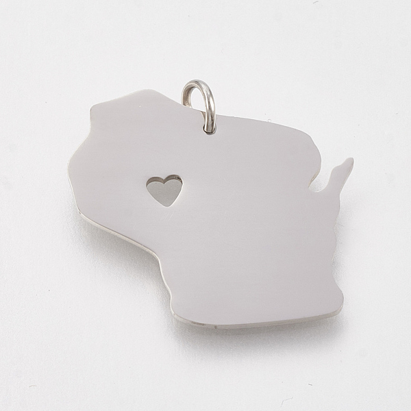 PandaHall 201 Stainless Steel Pendants, Map of Wisconsin, Stainless Steel Color, 23x24x1mm, Hole: 3mm 201 Stainless Steel Others
PandaHall 201 Stainless Steel Pendants, Map of Wisconsin, Stainless Steel Color, 23x24x1mm, Hole: 3mm 201 Stainless Steel Others