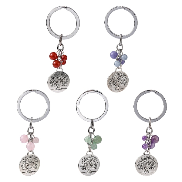 PandaHall Alloy Keychain, with Gemstone Beads, Flat Round with Tree of Life, 89mm Mixed Stone Flat Round Multicolor
PandaHall Alloy Keychain, with Gemstone Beads, Flat Round with Tree of Life, 89mm Mixed Stone Flat Round Multicolor