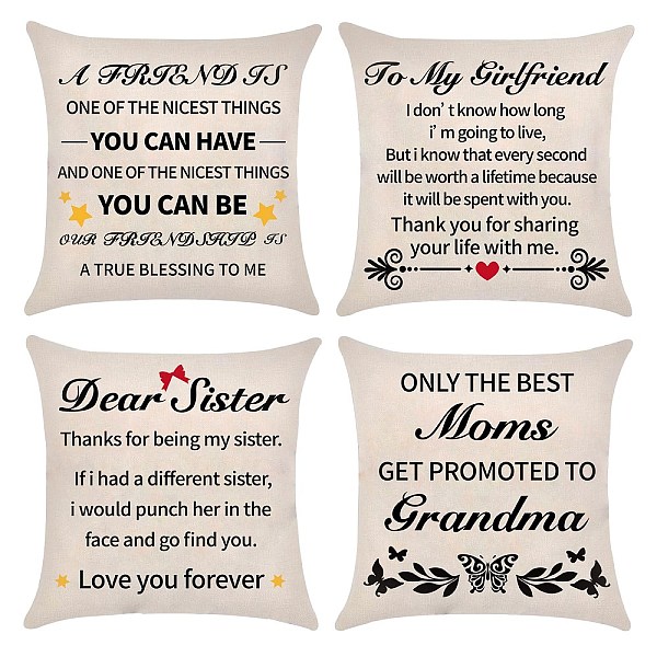 PandaHall Burlap Customization Pillow Covers Set, Square, Word, 45x45cm, 4pcs/set Cloth Word
PandaHall Burlap Customization Pillow Covers Set, Square, Word, 45x45cm, 4pcs/set Cloth Word