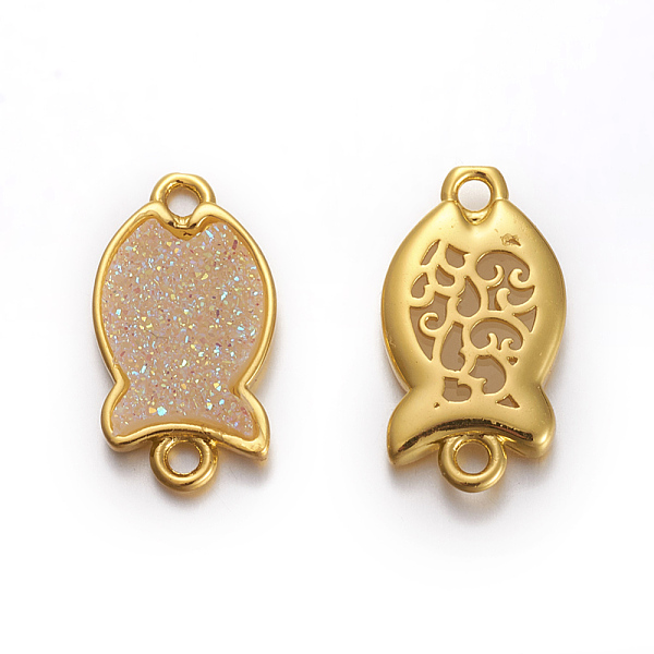 PandaHall Brass Links connectors, with Druzy Resin, Golden Plated Color, Fish, Navajo White, 18.5x10x3mm, Hole: 1.7mm Brass+Resin Fish..., Orange
PandaHall Brass Links connectors, with Druzy Resin, Golden Plated Color, Fish, Navajo White, 18.5x10x3mm, Hole: 1.7mm Brass+Resin Fish..., Orange