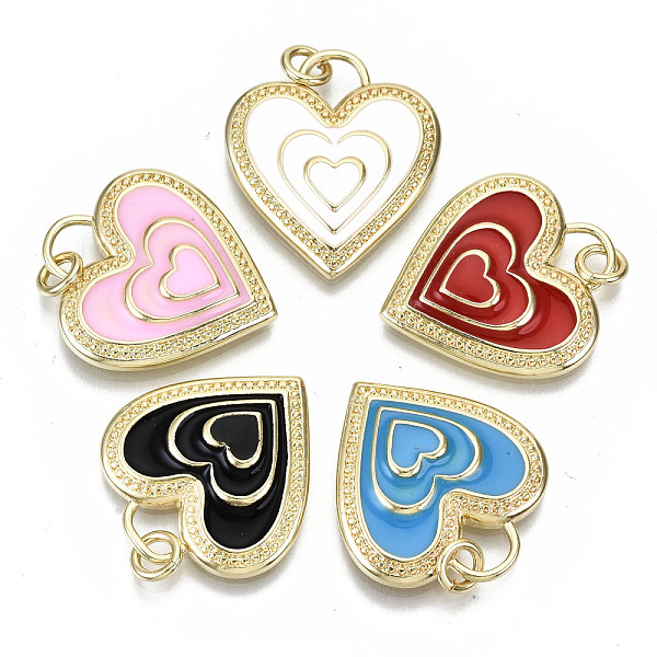 PandaHall Brass Enamel Pendants, with Jump Ring, Heart in Heart, Real 18K Gold Plated, Nickel Free, Mixed Color, 22x20x4mm, Jump Ring..., Multicolor
PandaHall Brass Enamel Pendants, with Jump Ring, Heart in Heart, Real 18K Gold Plated, Nickel Free, Mixed Color, 22x20x4mm, Jump Ring..., Multicolor