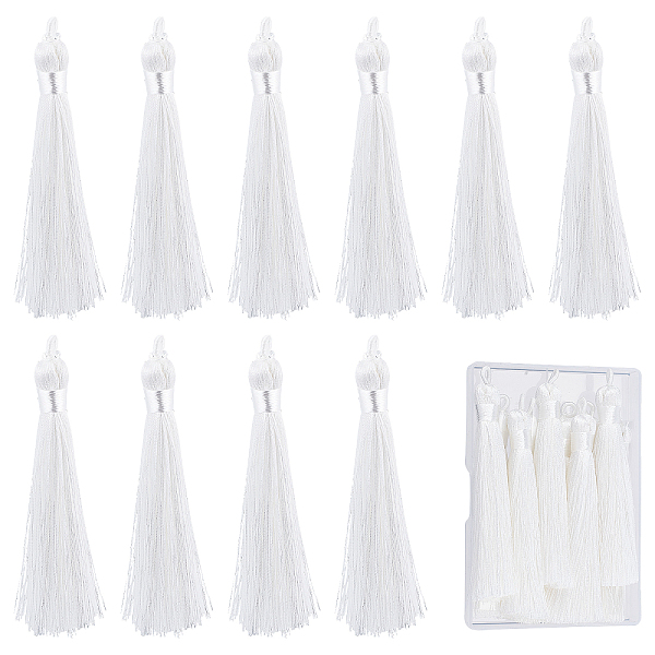 PandaHall SUNNYCLUE 10Pcs Nylon Tassels Big Pendant Decorations, White, 83~92x9~10mm, Hole: 1.5~4mm Nylon White
PandaHall SUNNYCLUE 10Pcs Nylon Tassels Big Pendant Decorations, White, 83~92x9~10mm, Hole: 1.5~4mm Nylon White