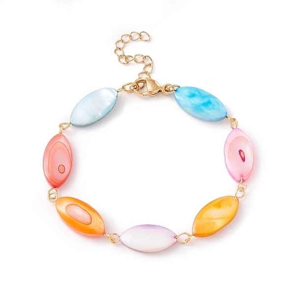 PandaHall Natural Shell Horse Eye Link Chain Bracelet, 304 Stainless Steel Jewelry for Women, Golden, Colorful, 7-1/8 inch(18.2cm) Shell
PandaHall Natural Shell Horse Eye Link Chain Bracelet, 304 Stainless Steel Jewelry for Women, Golden, Colorful, 7-1/8 inch(18.2cm) Shell