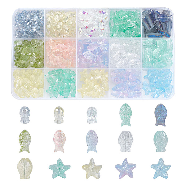 PandaHall ARRICRAFT 275Pcs 15 Styles Transparent & Frosted Glass Beads, Fish & Starfish, Mixed Style, Mixed Color, 10.5~15x6~15x5~6.5mm..., Multicolor
PandaHall ARRICRAFT 275Pcs 15 Styles Transparent & Frosted Glass Beads, Fish & Starfish, Mixed Style, Mixed Color, 10.5~15x6~15x5~6.5mm..., Multicolor