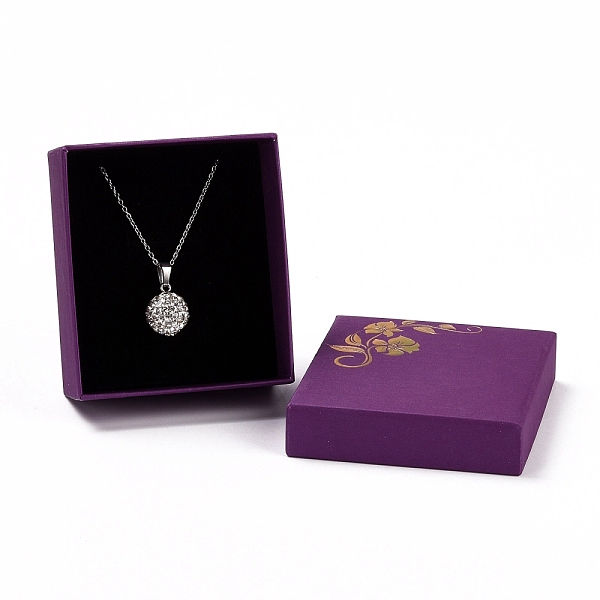 PandaHall Paper with Sponge Mat Necklace Boxes, Rectangle with Gold Stamping Flower Pattern, Dark Violet, 8.7x7.7x3.65cm, Inner Diameter...
PandaHall Paper with Sponge Mat Necklace Boxes, Rectangle with Gold Stamping Flower Pattern, Dark Violet, 8.7x7.7x3.65cm, Inner Diameter...