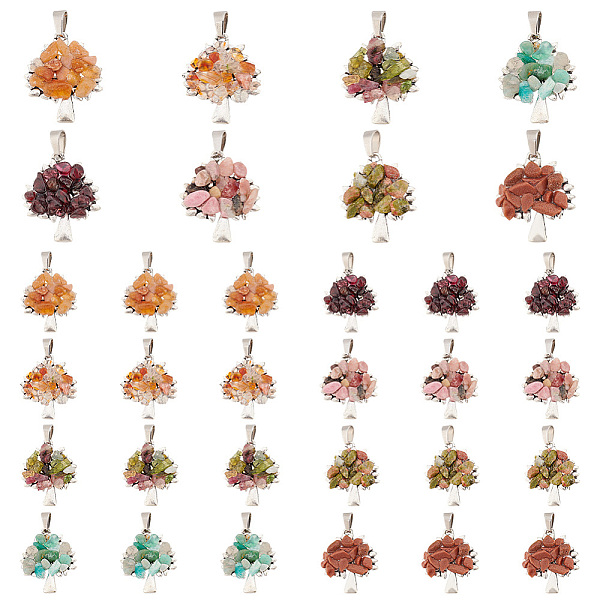 PandaHall 32Pcs 8 Style Tibetan Style Natural & Synthetic Mixed Gemstone Chip Pendants, Antique Silver Tone Alloy Tree of Life Charms with...
PandaHall 32Pcs 8 Style Tibetan Style Natural & Synthetic Mixed Gemstone Chip Pendants, Antique Silver Tone Alloy Tree of Life Charms with...