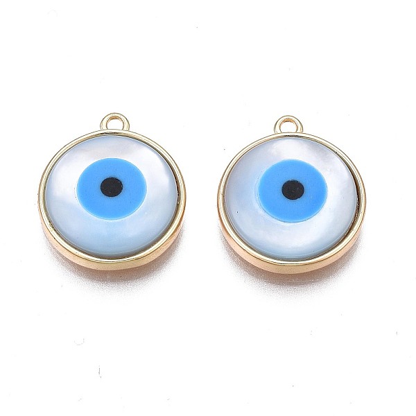 PandaHall Shell Pendants, with Real 18K Gold Plated Brass Findings and Synthetic Turquoise, Nickel Free, Flat Round with Evil Eye, Deep Sky...
PandaHall Shell Pendants, with Real 18K Gold Plated Brass Findings and Synthetic Turquoise, Nickel Free, Flat Round with Evil Eye, Deep Sky...