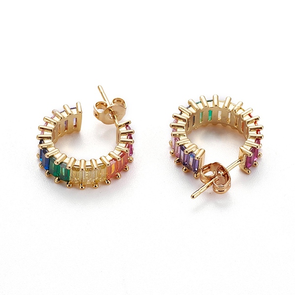 PandaHall Brass Micro Pave Cubic Zirconia Stud Earrings, Half Hoop Earrings, with Brass Ear Nuts, Ring, Colorful, Real 18K Gold Plated...
PandaHall Brass Micro Pave Cubic Zirconia Stud Earrings, Half Hoop Earrings, with Brass Ear Nuts, Ring, Colorful, Real 18K Gold Plated...