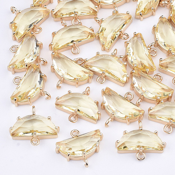 PandaHall Transparent Glass Links connectors, with Brass Findings, Faceted, Half Round, Light Gold, Light Khaki, 14x16x5mm, Hole: 1.2mm... 
PandaHall Transparent Glass Links connectors, with Brass Findings, Faceted, Half Round, Light Gold, Light Khaki, 14x16x5mm, Hole: 1.2mm...