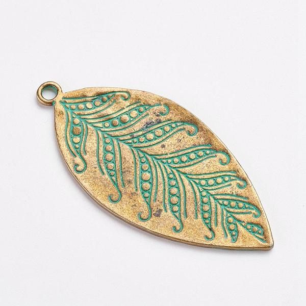 PandaHall Tibetan Style Alloy Pendants, Leaf, Antique Bronze & Green Patina, 60x28x1mm, Hole: 3mm Alloy Leaf
PandaHall Tibetan Style Alloy Pendants, Leaf, Antique Bronze & Green Patina, 60x28x1mm, Hole: 3mm Alloy Leaf