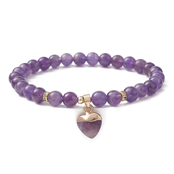 PandaHall Natural Amethyst Round Beaded Stretch Bracelets, with Heart Charms, Inner Diameter: 2-1/8~2-1/4 inch(5.4~5.6cm) Amethyst Heart
PandaHall Natural Amethyst Round Beaded Stretch Bracelets, with Heart Charms, Inner Diameter: 2-1/8~2-1/4 inch(5.4~5.6cm) Amethyst Heart