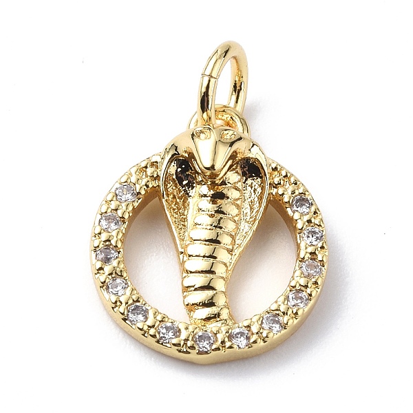 PandaHall Brass Micro Pave Cubic Zirconia Charms, with Jump Rings, Round Ring & Cobra Snake Charms, Real 18K Gold Plated, 13.5x11x4mm, Hole..., Clear
PandaHall Brass Micro Pave Cubic Zirconia Charms, with Jump Rings, Round Ring & Cobra Snake Charms, Real 18K Gold Plated, 13.5x11x4mm, Hole..., Clear