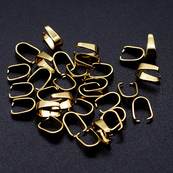 PandaHall 201 Stainless Steel Snap on Bails, Real 18k Gold Plated, 7x5x3mm, Pin: 0.5mm 201 Stainless Steel
PandaHall 201 Stainless Steel Snap on Bails, Real 18k Gold Plated, 7x5x3mm, Pin: 0.5mm 201 Stainless Steel