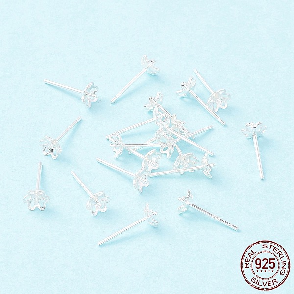 PandaHall 925 Sterling Silver Stud Earring Findings, for Half Drilled Beads, Flower, Silver, 4.5x4.5mm, Pin: 0.7mm Sterling Silver
PandaHall 925 Sterling Silver Stud Earring Findings, for Half Drilled Beads, Flower, Silver, 4.5x4.5mm, Pin: 0.7mm Sterling Silver