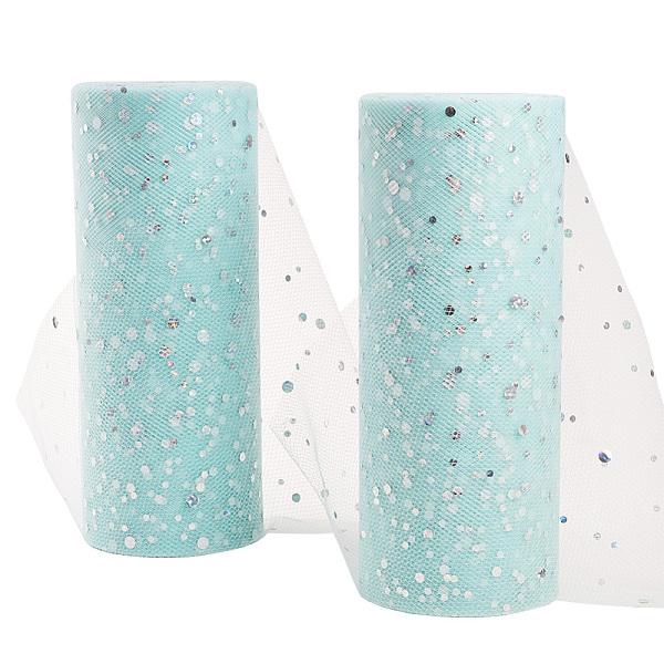 PandaHall Glitter Sequin Deco Mesh Ribbons, Tulle Fabric, Tulle Roll Spool Fabric For Skirt Making, Light Blue, 6 inch(15cm), about...
PandaHall Glitter Sequin Deco Mesh Ribbons, Tulle Fabric, Tulle Roll Spool Fabric For Skirt Making, Light Blue, 6 inch(15cm), about...