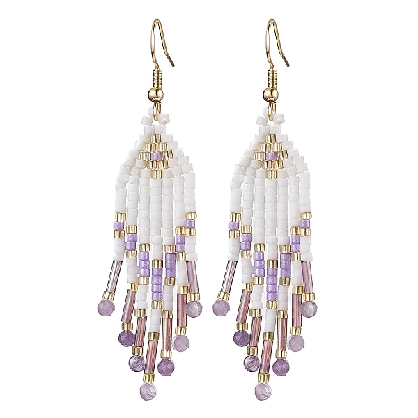 PandaHall Woven Seed Beads & Natural Amethyst Tassel Earrings, 304 Stainless Steel Dangle Earring for Women, 70x15mm Amethyst Purple
PandaHall Woven Seed Beads & Natural Amethyst Tassel Earrings, 304 Stainless Steel Dangle Earring for Women, 70x15mm Amethyst Purple