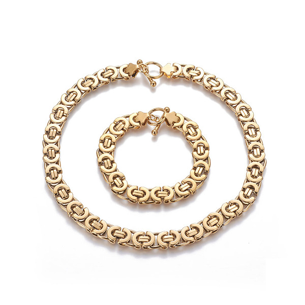 PandaHall 304 Stainless Steel Jewelry Sets, Byzantine Chain Bracelets and Necklaces, Golden, 8-1/4 inch(21cm), 16.9 inch(43cm) 304...
PandaHall 304 Stainless Steel Jewelry Sets, Byzantine Chain Bracelets and Necklaces, Golden, 8-1/4 inch(21cm), 16.9 inch(43cm) 304...