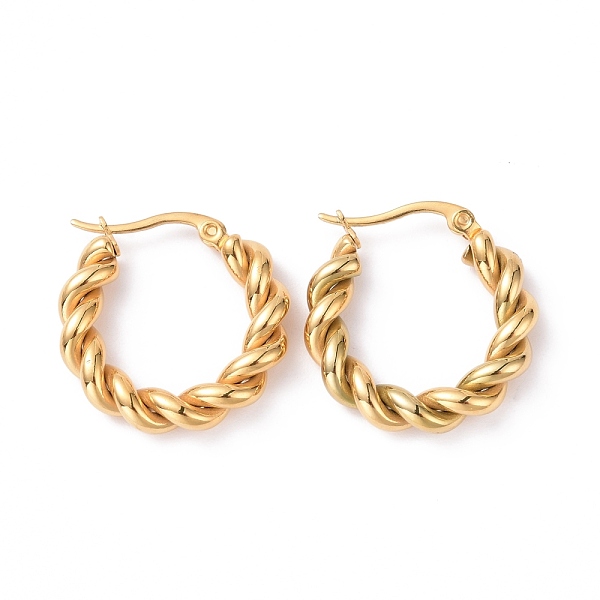 PandaHall Vacuum Plating 304 Stainless Steel Twist Rope Hoop Earrings for Women, Golden, 24.5x24x5mm, Pin: 0.8x1mm 304 Stainless Steel Ring
PandaHall Vacuum Plating 304 Stainless Steel Twist Rope Hoop Earrings for Women, Golden, 24.5x24x5mm, Pin: 0.8x1mm 304 Stainless Steel Ring