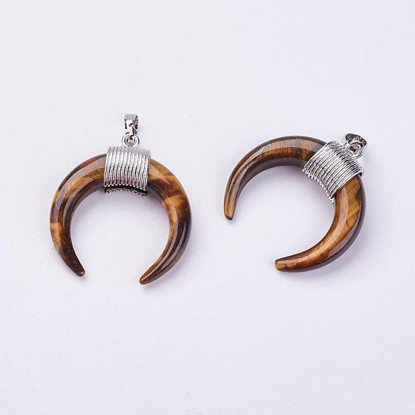 PandaHall Natural Tiger Eye Pendants, with Platinum Plated Brass Findings, Double Horn/Crescent Moon, 34x33x8.5mm, Hole: 5x7mm Tiger Eye...
PandaHall Natural Tiger Eye Pendants, with Platinum Plated Brass Findings, Double Horn/Crescent Moon, 34x33x8.5mm, Hole: 5x7mm Tiger Eye...